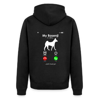 Basenji - Unisex Premium Bio Zip Hoodie - Schwarz - Hinten - Nico (187cm)