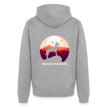 Malinois Belgian Shepherd - Unisex Premium Organic Zip Hoodie - heather grey - Back - Nico (187cm)