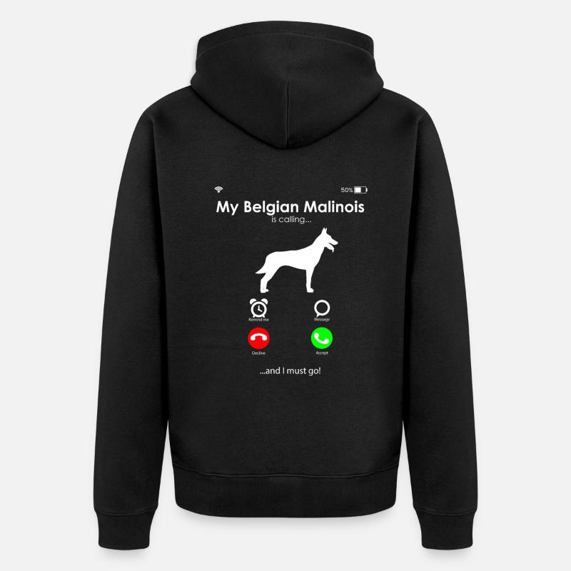 Malinois Belgischer Schäferhund - Unisex Premium Bio Zip Hoodie - Schwarz
