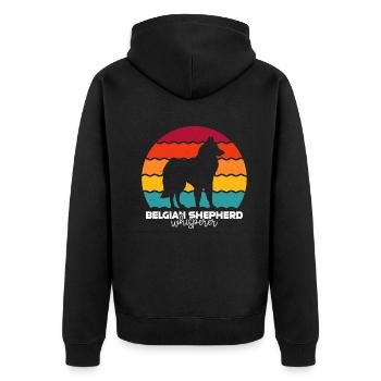 Belgischer Schäferhund - Unisex Premium Bio Zip Hoodie - Schwarz - Hinten - Nico (187cm)