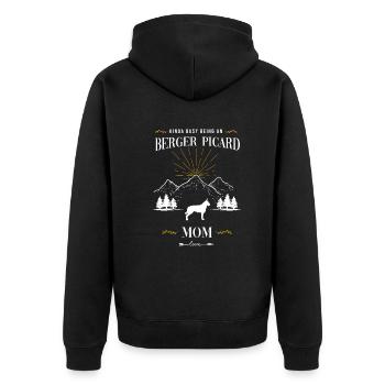 Berger de Picardie - Berger Picard - Unisex Premium Bio Zip Hoodie - Schwarz - Hinten - Nico (187cm)