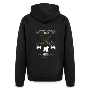 Bologneser Hund - Unisex Premium Bio Zip Hoodie - Schwarz - Hinten - Nico (187cm)
