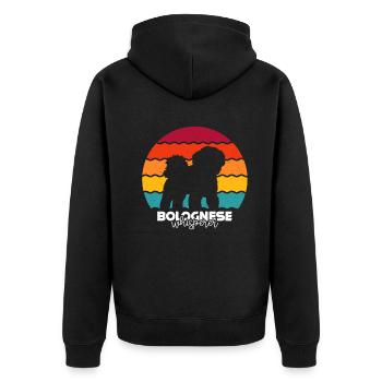 Bologneser Hund - Unisex Premium Bio Zip Hoodie - Schwarz - Hinten - Nico (187cm)
