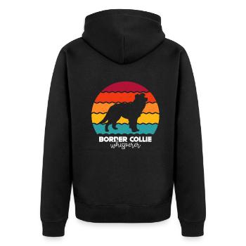 Border Collie Hund - Unisex Premium Bio Zip Hoodie - Schwarz - Hinten - Nico (187cm)