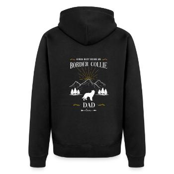 Border Collie - Unisex Premium Bio Zip Hoodie - Schwarz - Hinten - Nico (187cm)