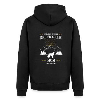 Border Collie - Unisex Premium Bio Zip Hoodie - Schwarz - Hinten - Nico (187cm)