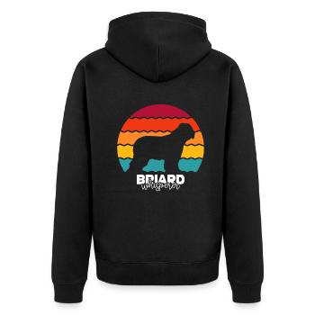 Briard - Berger de Brie - Briarden - Unisex Premium Bio Zip Hoodie - Schwarz - Hinten - Nico (187cm)