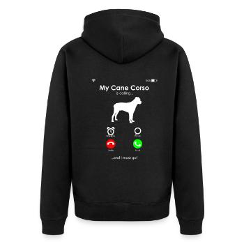 Cane Corso - Unisex Premium Organic Zip Hoodie - black - Back - Nico (187cm)