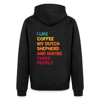 Holländischer Schäferhund Hollandse Herdershond - Unisex Premium Bio Zip Hoodie - Schwarz - Hinten - Nico (187cm)