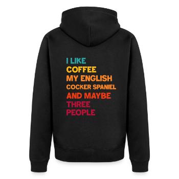 English Cocker Spaniel - Unisex Premium Bio Zip Hoodie - Schwarz - Hinten - Nico (187cm)