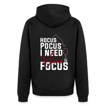 Hokuspokus Ich brauche Wein zur Konzentration - Unisex Premium Bio Zip Hoodie - Schwarz - Hinten - Nico (187cm)