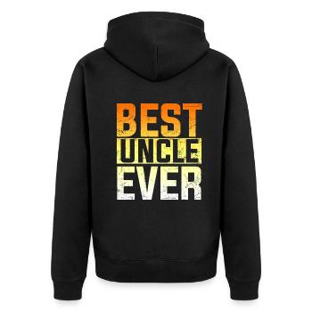 Bester Onkel aller Zeiten Lieblingsonkel lustig - Unisex Premium Bio Zip Hoodie - Schwarz - Hinten - Nico (187cm)