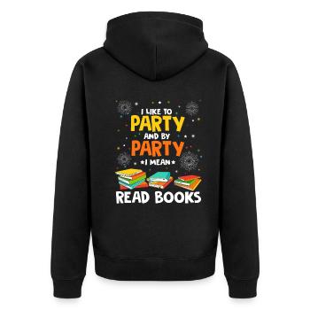 Ich mag es zu feiern und mit feiern meine ich Büch - Unisex Premium Bio Zip Hoodie - Schwarz - Hinten - Nico (187cm)