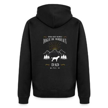 Irgendwie beschäftigt als Bordeauxdoggen-Papa - Unisex Premium Bio Zip Hoodie - Schwarz - Hinten - Nico (187cm)