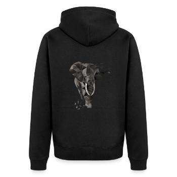 Elefanten-Geschenkidee - Low Poly Elefant - Unisex Premium Bio Zip Hoodie - Schwarz - Hinten - Nico (187cm)