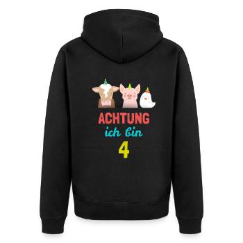 Tiere Bauernhof T-Shirt 4. Geburtstag Jungen 4 Jah - Unisex Premium Bio Zip Hoodie - Schwarz - Hinten - Nico (187cm)