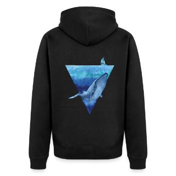 Rettet den Planeten / Rettet die Wale Wald Umwelts - Unisex Premium Bio Zip Hoodie - Schwarz - Hinten - Nico (187cm)