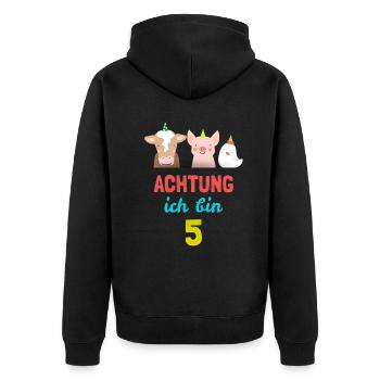Tiere Bauernhof T-Shirt 5. Geburtstag Jungen 5 Jah - Unisex Premium Bio Zip Hoodie - Schwarz - Hinten - Nico (187cm)