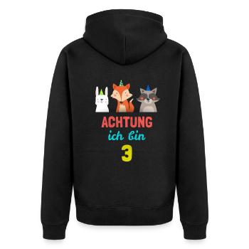 Tiere T-Shirt 3. Geburtstag Jungen 3 Jahre Shirt K - Unisex Premium Bio Zip Hoodie - Schwarz - Hinten - Nico (187cm)