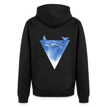 Rettet den Planeten / Rettet die Wale Wald Umwelts - Unisex Premium Bio Zip Hoodie - Schwarz - Hinten - Nico (187cm)