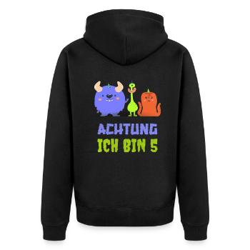 Niedliches Monster T-Shirt 5. Geburtstag Jungen 5 - Unisex Premium Bio Zip Hoodie - Schwarz - Hinten - Nico (187cm)