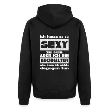 Sexy Buchhalter - Lustiges Statement Design - Unisex Premium Bio Zip Hoodie - Schwarz - Hinten - Nico (187cm)