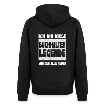 Ich bin die Buchhalter Legende. Buchhaltung. - Unisex Premium Bio Zip Hoodie - Schwarz - Hinten - Nico (187cm)