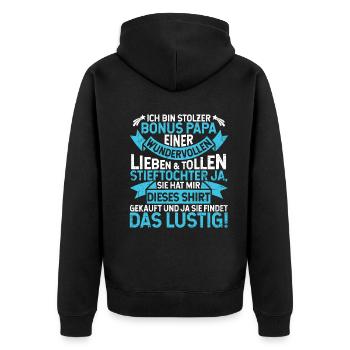 Lustiges Geschenk von Tochter an Bonus Papa - Unisex Premium Bio Zip Hoodie - Schwarz - Hinten - Nico (187cm)