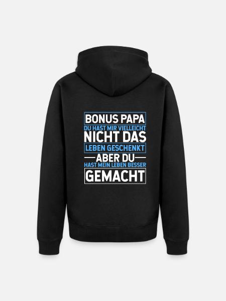 Bonus Papa - Unisex Premium Bio Zip Hoodie - Schwarz