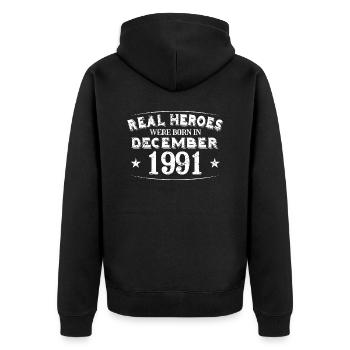 Real Heroes sont nés en décembre 1991 Anniversaire - Veste à capuche bio Premium Unisexe - noir - Dos - Nico (187cm)