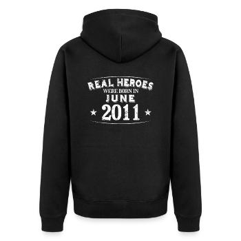 Real Heroes were born in June 2011 Birthday - Unisex Premium Organic Zip Hoodie - black - Back - Nico (187cm)