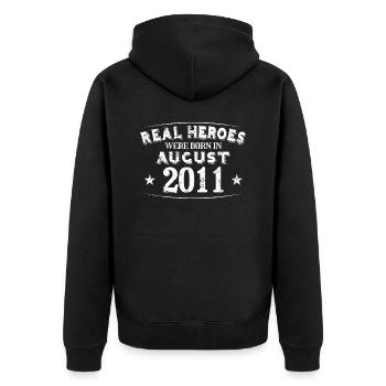 Real Heroes were born in August 2011 Birthday - Unisex Premium Organic Zip Hoodie - black - Back - Nico (187cm)