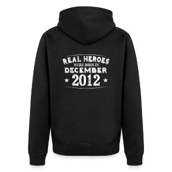 Real Heroes were born in December 2012 Birthday - Unisex Premium Organic Zip Hoodie - black - Back - Nico (187cm)
