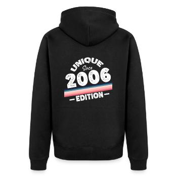Unique Since 2006 Edition Birthday Vintage 2006 - Unisex Premium Organic Zip Hoodie - black - Back - Nico (187cm)