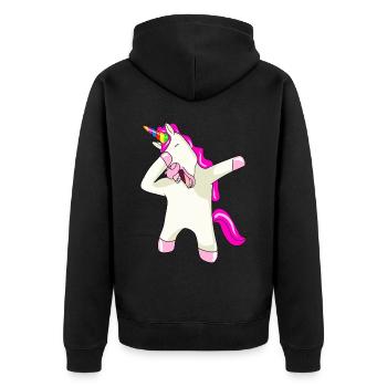 Einhorn Dab Dabbing Unicorn - Unisex Premium Bio Zip Hoodie - Schwarz - Hinten - Nico (187cm)