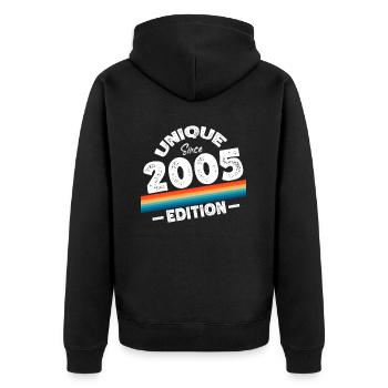 Unique depuis 2005 Edition Anniversaire Millésime 2005 - Veste à capuche bio Premium Unisexe - noir - Dos - Nico (187cm)