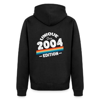 Unique depuis 2004 Edition Anniversaire Millésime 2004 - Veste à capuche bio Premium Unisexe - noir - Dos - Nico (187cm)