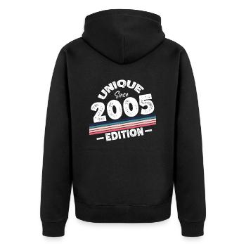 Unique depuis 2005 Edition Anniversaire Millésime 2005 - Veste à capuche bio Premium Unisexe - noir - Dos - Nico (187cm)