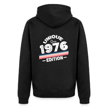 Unique depuis 1976 Edition Anniversaire Millésime 1976 - Veste à capuche bio Premium Unisexe - noir - Dos - Nico (187cm)