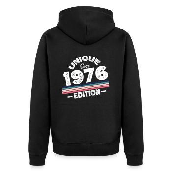 Unique depuis 1976 Edition Anniversaire Millésime 1976 - Veste à capuche bio Premium Unisexe - noir - Dos - Nico (187cm)