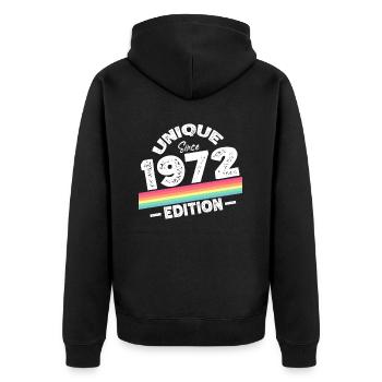 Unique depuis 1972 Edition Anniversaire Millésime 1972 - Veste à capuche bio Premium Unisexe - noir - Dos - Nico (187cm)