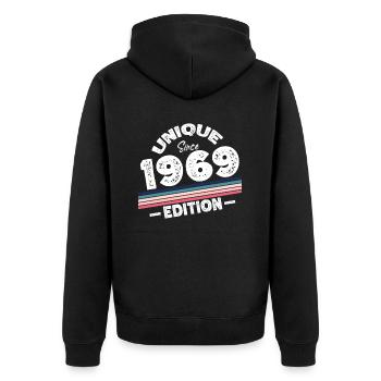 Unique depuis 1969 Edition Anniversaire Millésime 1969 - Veste à capuche bio Premium Unisexe - noir - Dos - Nico (187cm)