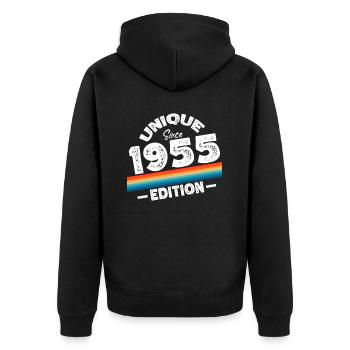 Unique depuis 1955 Edition Anniversaire Millésime 1955 - Veste à capuche bio Premium Unisexe - noir - Dos - Nico (187cm)
