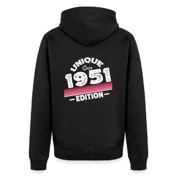 Unique Since 1951 Edition Birthday Vintage 1951 - Unisex Premium Organic Zip Hoodie - black - Back - Nico (187cm)