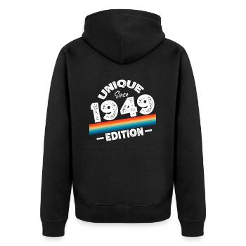 Unique depuis 1949 Edition Anniversaire Millésime 1949 - Veste à capuche bio Premium Unisexe - noir - Dos - Nico (187cm)