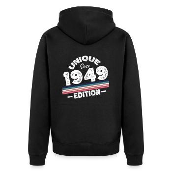 Unique depuis 1949 Edition Anniversaire Millésime 1949 - Veste à capuche bio Premium Unisexe - noir - Dos - Nico (187cm)