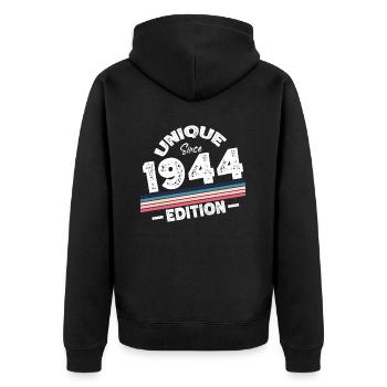 Unique depuis 1944 Edition Anniversaire Vintage 1944 - Veste à capuche bio Premium Unisexe - noir - Dos - Nico (187cm)