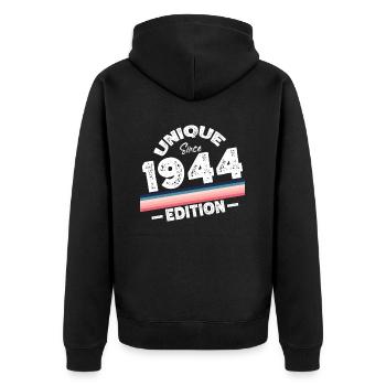 Unique depuis 1944 Edition Anniversaire Vintage 1944 - Veste à capuche bio Premium Unisexe - noir - Dos - Nico (187cm)