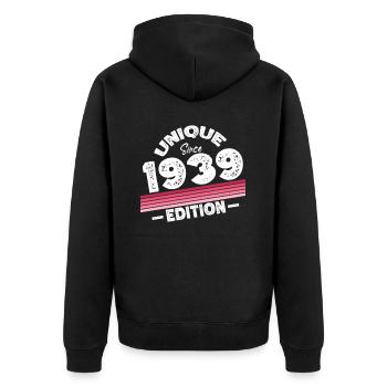 Unique depuis 1939 Edition Anniversaire Vintage 1939 - Veste à capuche bio Premium Unisexe - noir - Dos - Nico (187cm)