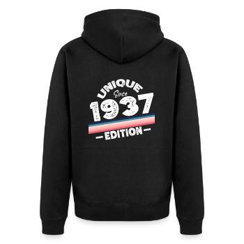 Unique depuis 1937 Edition Anniversaire Millésime 1937 - Veste à capuche bio Premium Unisexe - noir - Dos - Nico (187cm)